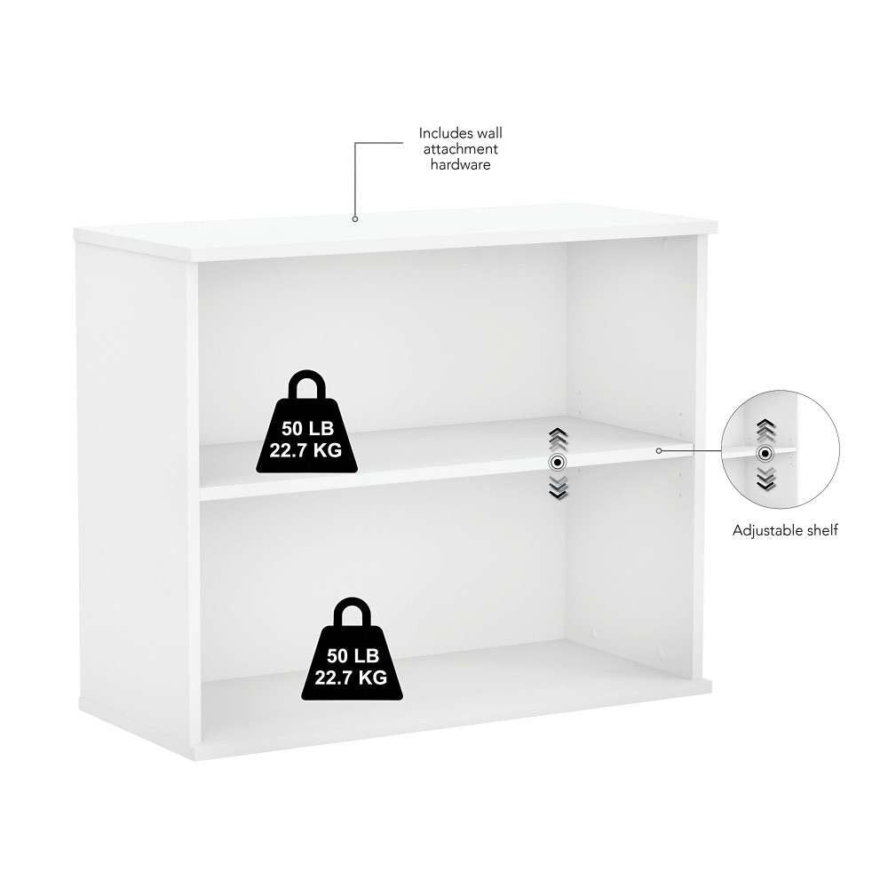 Bush Furniture - BBF Small 2 Shelf Bookcase in White - BK3036WH veiw 6