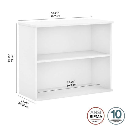 Bush Furniture - BBF Small 2 Shelf Bookcase in White - BK3036WH veiw 7