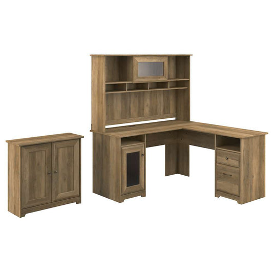 Bush Furniture - Cabot L Shaped Desk with Hutch and Small Storage Cabinet with Doors in Reclaimed Pine - CAB016RCP veiw 1