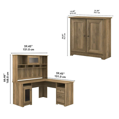 Bush Furniture - Cabot L Shaped Desk with Hutch and Small Storage Cabinet with Doors in Reclaimed Pine - CAB016RCP veiw 5