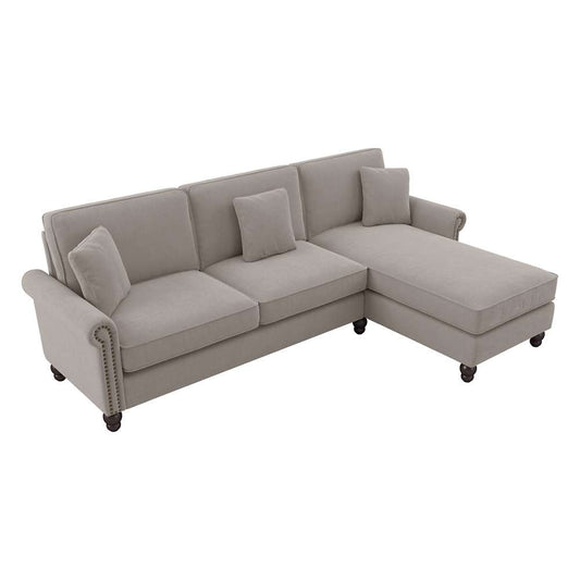 Bush Furniture - Coventry 102W Sectional Couch with Reversible Chaise Lounge in Beige Herringbone - CVY102BBGH-03K veiw 1