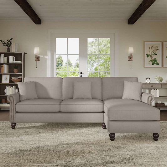 Bush Furniture - Coventry 102W Sectional Couch with Reversible Chaise Lounge in Beige Herringbone - CVY102BBGH-03K veiw 2