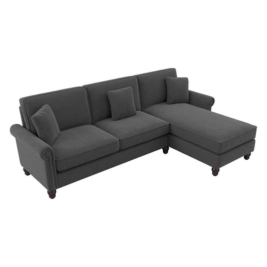 Bush Furniture - Coventry 102W Sectional Couch with Reversible Chaise Lounge in Charcoal Gray Herringbone - CVY102BCGH-03K veiw 1