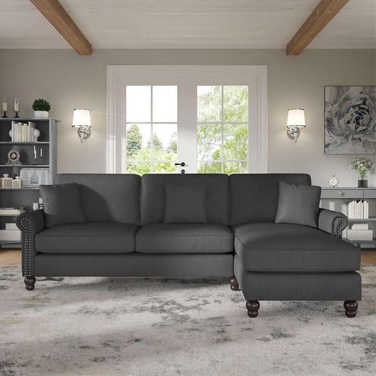 Bush Furniture - Coventry 102W Sectional Couch with Reversible Chaise Lounge in Charcoal Gray Herringbone - CVY102BCGH-03K veiw 2
