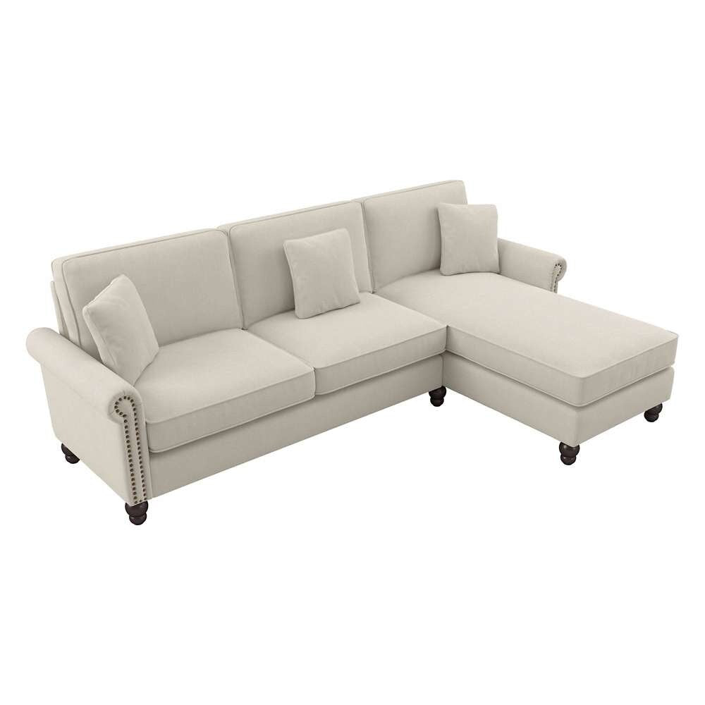Bush Furniture - Coventry 102W Sectional Couch with Reversible Chaise Lounge in Cream Herringbone - CVY102BCRH-03K veiw 1