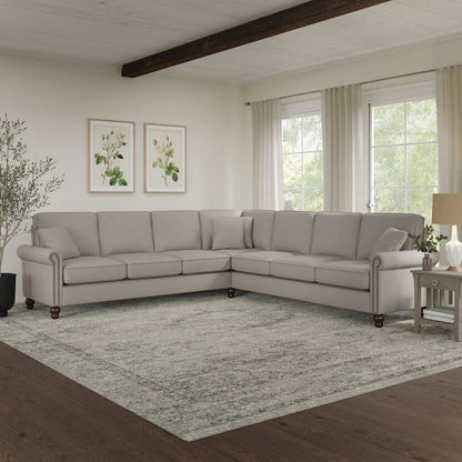 Bush Furniture - Coventry 111W L Shaped Sectional Couch in Beige Herringbone - CVY110BBGH-03K veiw 2