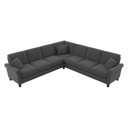 Bush Furniture - Coventry 111W L Shaped Sectional Couch in Charcoal Gray Herringbone - CVY110BCGH-03K veiw 1