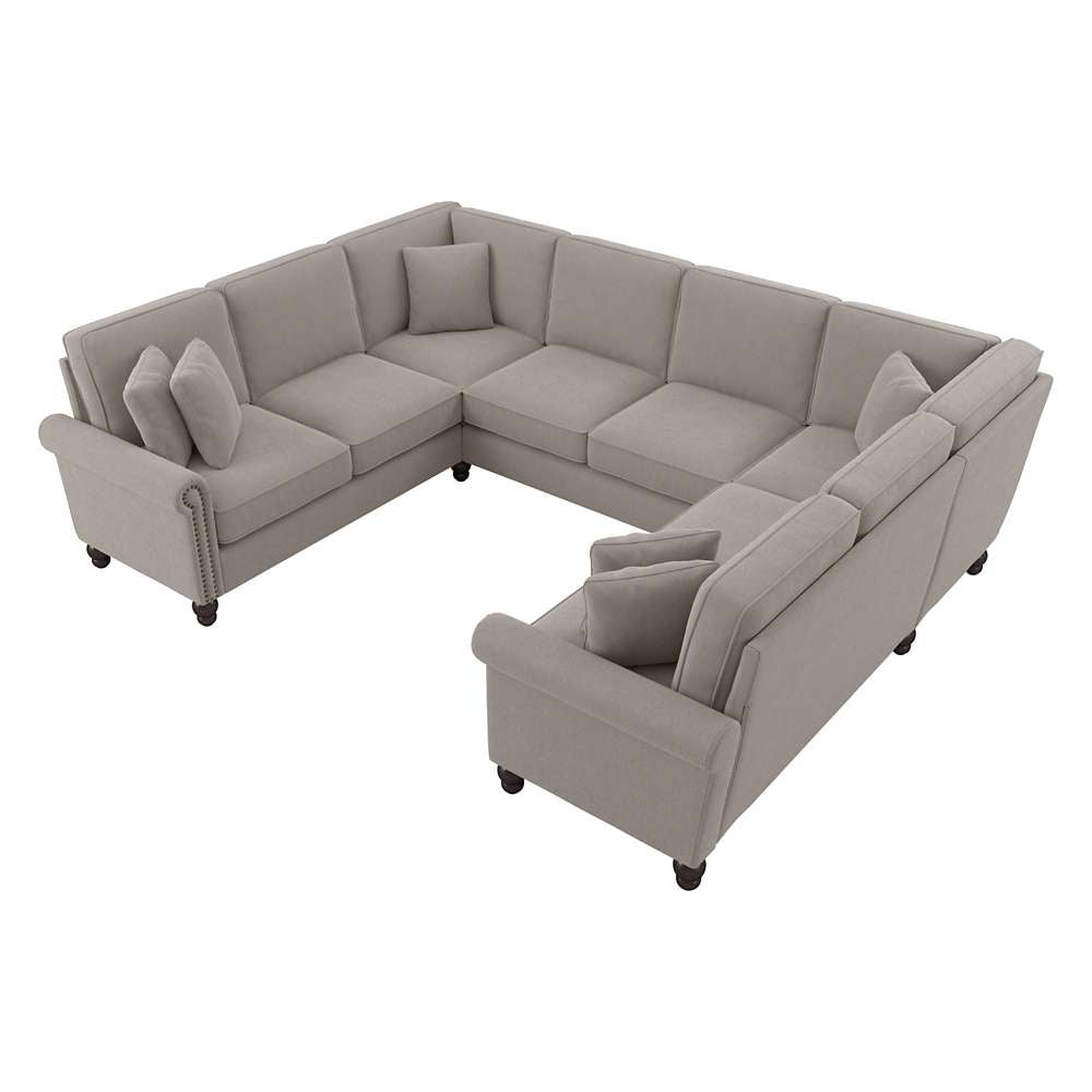 Bush Furniture - Coventry 113W U Shaped Sectional Couch in Beige Herringbone - CVY112BBGH-03K veiw 1