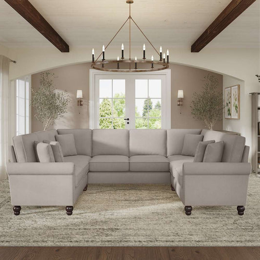 Bush Furniture - Coventry 113W U Shaped Sectional Couch in Beige Herringbone - CVY112BBGH-03K veiw 2