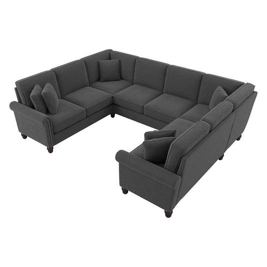 Bush Furniture - Coventry 113W U Shaped Sectional Couch in Charcoal Gray Herringbone - CVY112BCGH-03K veiw 1
