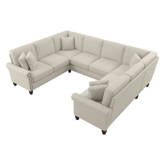 Bush Furniture - Coventry 113W U Shaped Sectional Couch in Cream Herringbone - CVY112BCRH-03K veiw 1