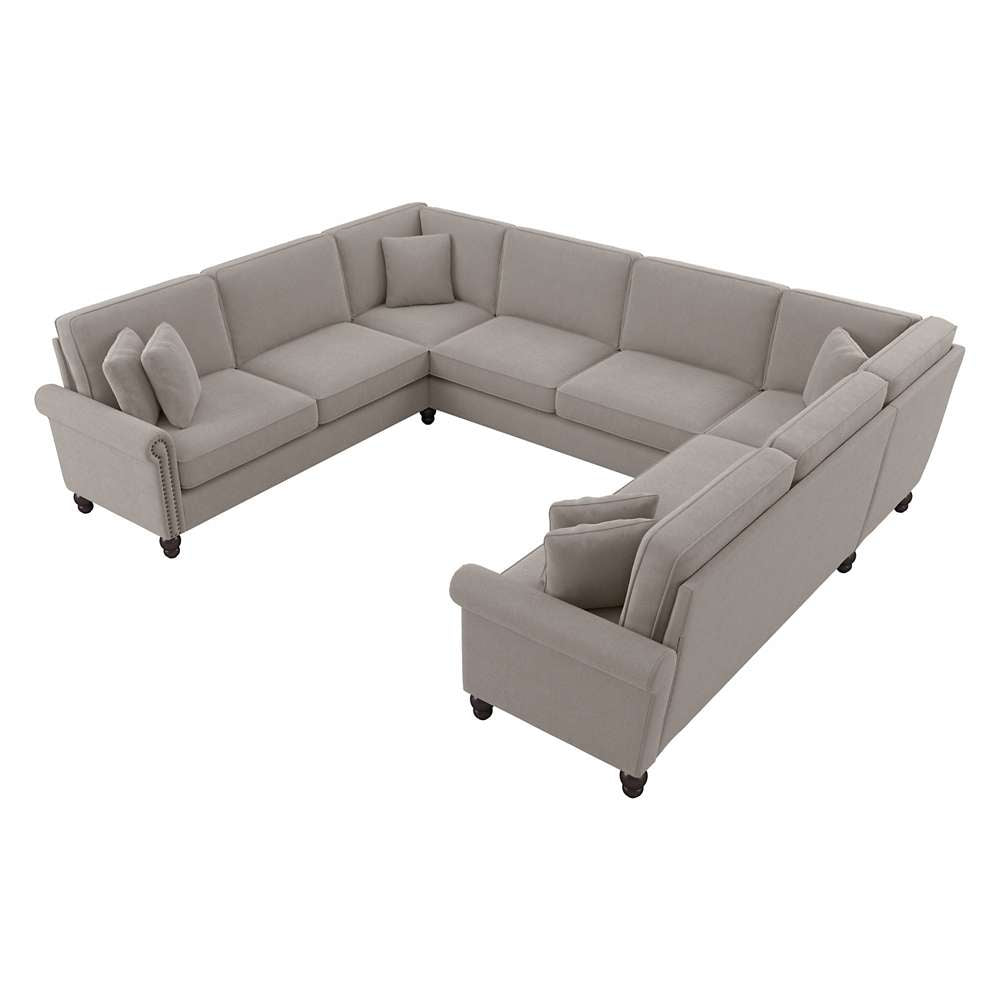 Bush Furniture - Coventry 125W U Shaped Sectional Couch in Beige Herringbone - CVY123BBGH-03K veiw 1
