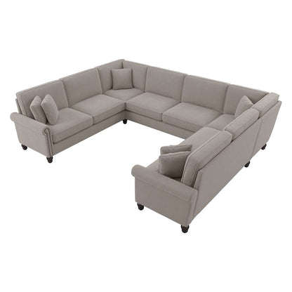 Bush Furniture - Coventry 125W U Shaped Sectional Couch in Beige Herringbone - CVY123BBGH-03K veiw 1