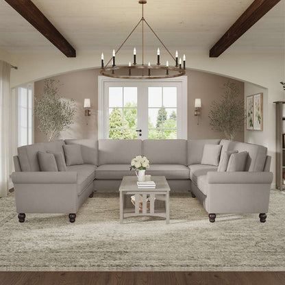 Bush Furniture - Coventry 125W U Shaped Sectional Couch in Beige Herringbone - CVY123BBGH-03K veiw 2