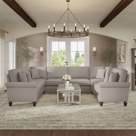 Bush Furniture - Coventry 125W U Shaped Sectional Couch in Beige Herringbone - CVY123BBGH-03K veiw 2