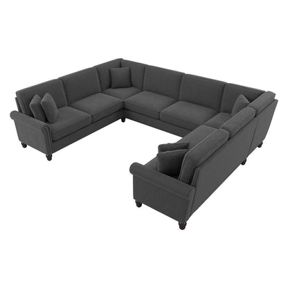 Bush Furniture - Coventry 125W U Shaped Sectional Couch in Charcoal Gray Herringbone - CVY123BCGH-03K veiw 1