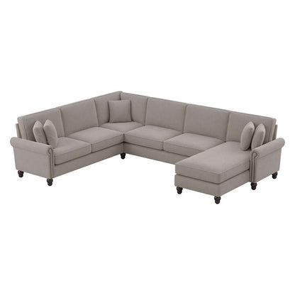 Bush Furniture - Coventry 128W U Shaped Sectional Couch with Reversible Chaise Lounge in Beige Herringbone - CVY127BBGH-03K veiw 1