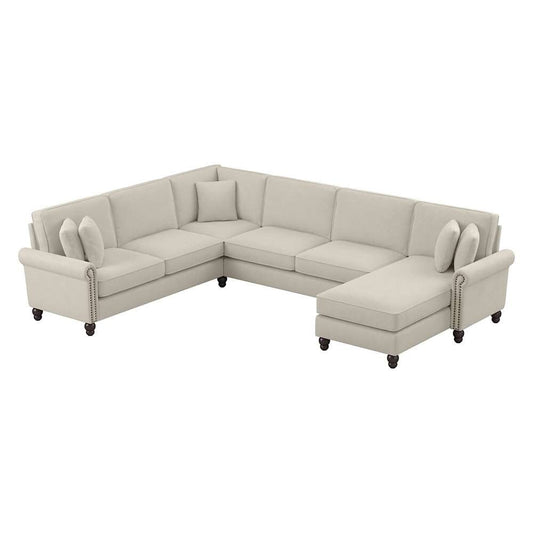 Bush Furniture - Coventry 128W U Shaped Sectional Couch with Reversible Chaise Lounge in Cream Herringbone - CVY127BCRH-03K veiw 1