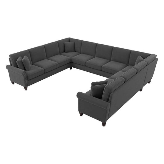 Bush Furniture - Coventry 137W U Shaped Sectional Couch in Charcoal Gray Herringbone - CVY135BCGH-03K veiw 1