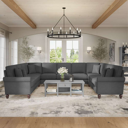 Bush Furniture - Coventry 137W U Shaped Sectional Couch in Charcoal Gray Herringbone - CVY135BCGH-03K veiw 2