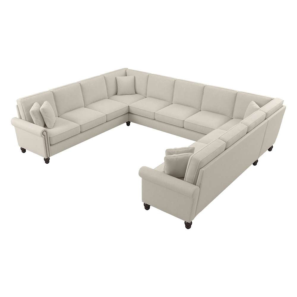 Bush Furniture - Coventry 137W U Shaped Sectional Couch in Cream Herringbone - CVY135BCRH-03K veiw 1