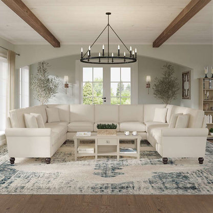 Bush Furniture - Coventry 137W U Shaped Sectional Couch in Cream Herringbone - CVY135BCRH-03K veiw 2