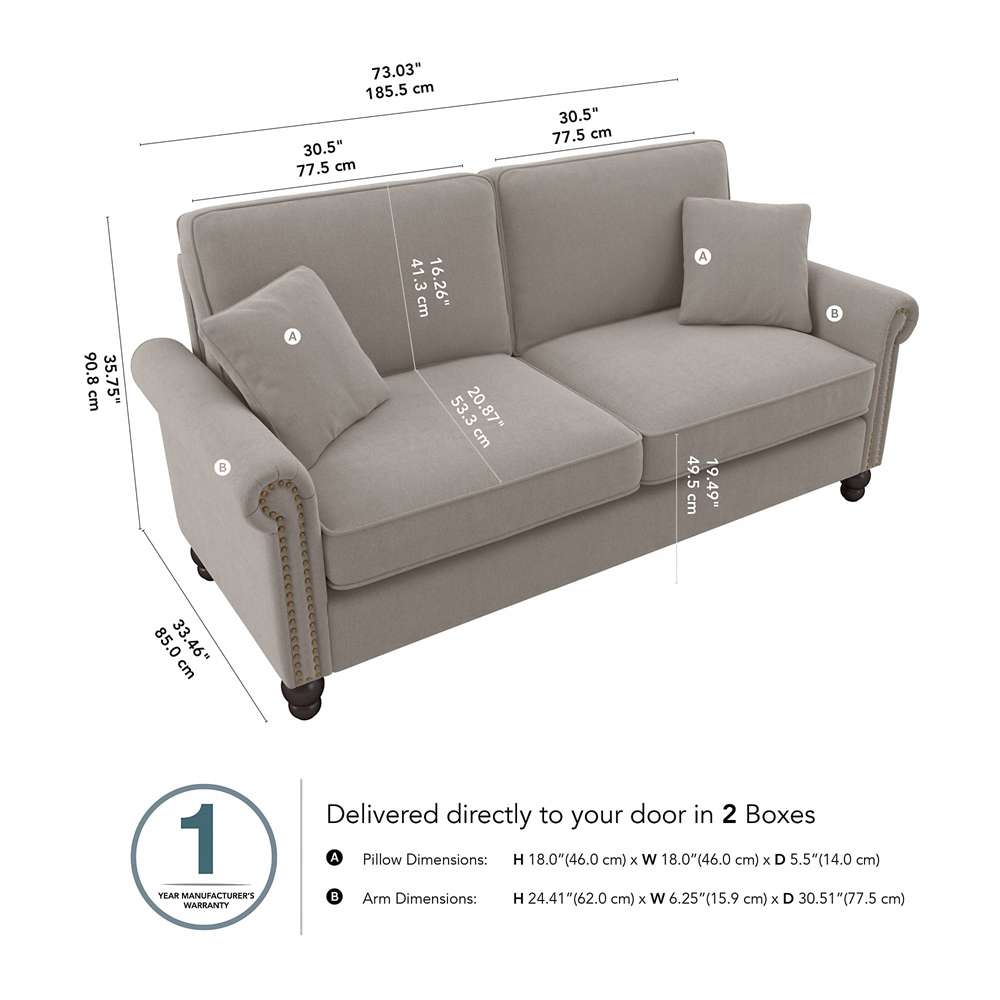 Bush Furniture - Coventry 73W Sofa in Beige Herringbone - CVJ73BBGH-03K veiw 5