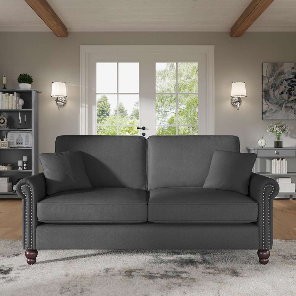 Bush Furniture - Coventry 73W Sofa in Charcoal Gray Herringbone - CVJ73BCGH-03K veiw 2