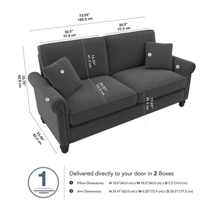 Bush Furniture - Coventry 73W Sofa in Charcoal Gray Herringbone - CVJ73BCGH-03K veiw 5
