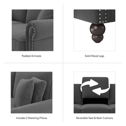 Bush Furniture - Coventry 73W Sofa in Charcoal Gray Herringbone - CVJ73BCGH-03K veiw 7
