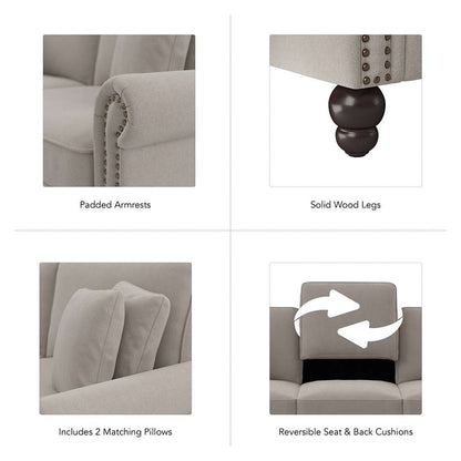 Bush Furniture - Coventry 85W Sofa in Beige Herringbone - CVJ85BBGH-03K veiw 7