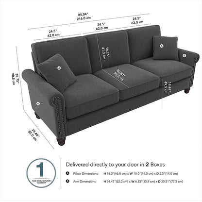 Bush Furniture - Coventry 85W Sofa in Charcoal Gray Herringbone - CVJ85BCGH-03K veiw 5