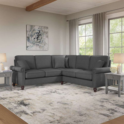 Bush Furniture - Coventry 87W L Shaped Sectional Couch in Charcoal Gray Herringbone - CVY86BCGH-03K veiw 2