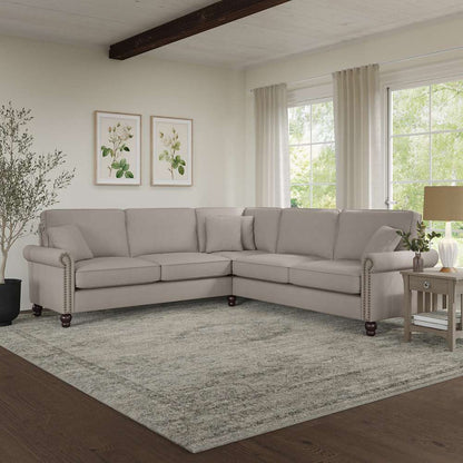 Bush Furniture - Coventry 99W L Shaped Sectional Couch in Beige Herringbone - CVY98BBGH-03K veiw 2