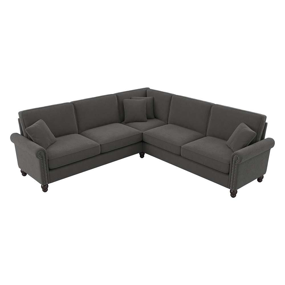 Bush Furniture - Coventry 99W L Shaped Sectional Couch in Charcoal Gray Herringbone - CVY98BCGH-03K veiw 1