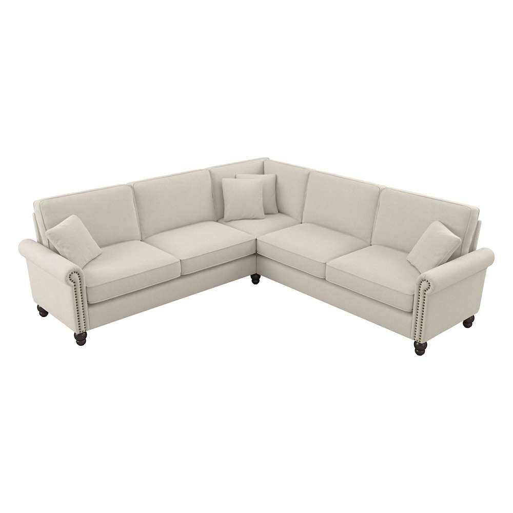 Bush Furniture - Coventry 99W L Shaped Sectional Couch in Cream Herringbone - CVY98BCRH-03K veiw 1