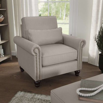 Bush Furniture - Coventry Accent Chair with Arms in Beige Herringbone - CVK36BBGH-03 veiw 2