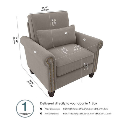 Bush Furniture - Coventry Accent Chair with Arms in Beige Herringbone - CVK36BBGH-03 veiw 5