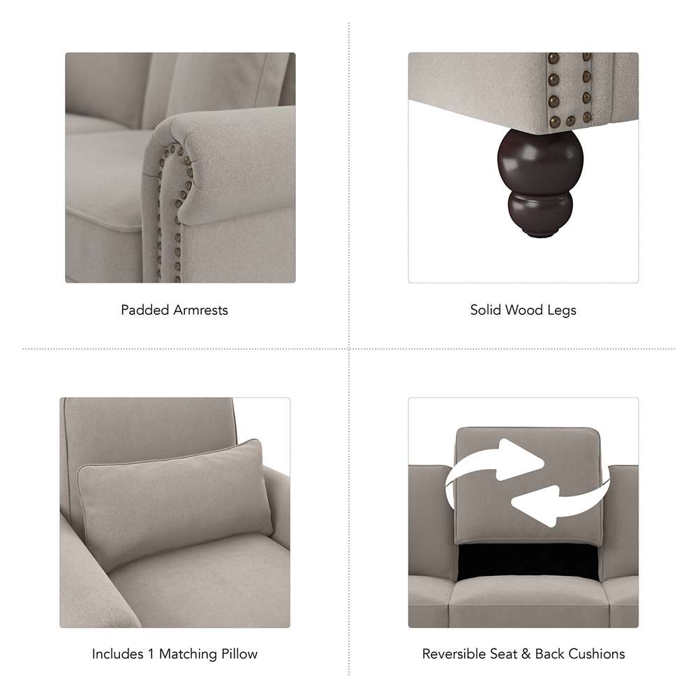 Bush Furniture - Coventry Accent Chair with Arms in Beige Herringbone - CVK36BBGH-03 veiw 7
