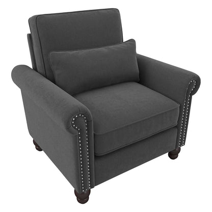 Bush Furniture - Coventry Accent Chair with Arms in Charcoal Gray Herringbone - CVK36BCGH-03 veiw 1