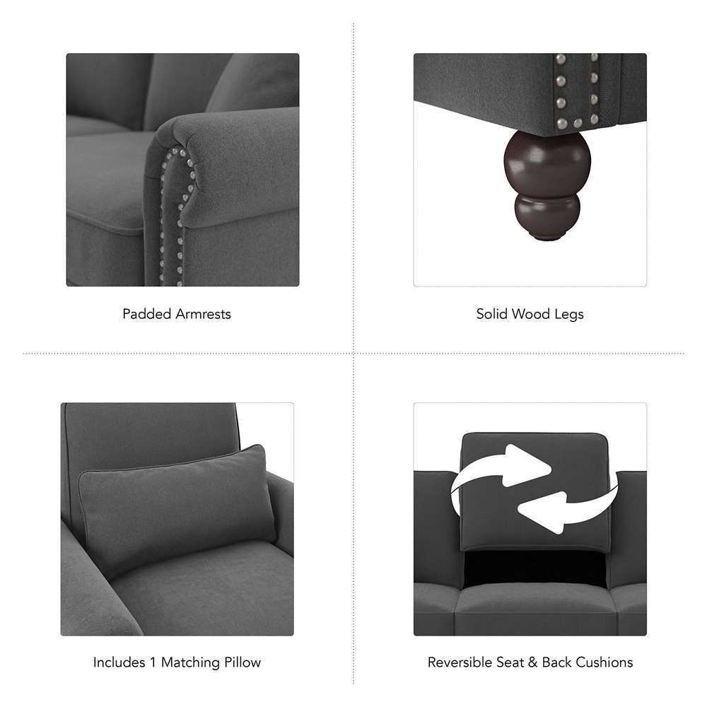 Bush Furniture - Coventry Accent Chair with Arms in Charcoal Gray Herringbone - CVK36BCGH-03 veiw 7