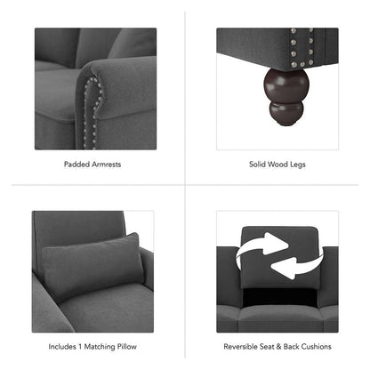 Bush Furniture - Coventry Accent Chair with Arms in Charcoal Gray Herringbone - CVK36BCGH-03 veiw 7