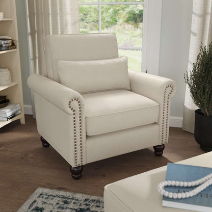 Bush Furniture - Coventry Accent Chair with Arms in Cream Herringbone - CVK36BCRH-03 veiw 2