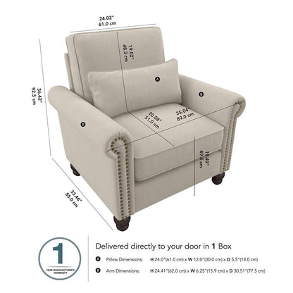Bush Furniture - Coventry Accent Chair with Arms in Cream Herringbone - CVK36BCRH-03 veiw 5