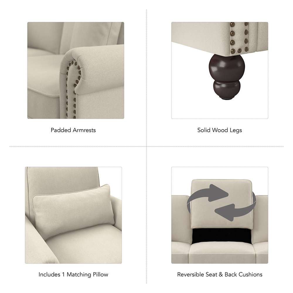 Bush Furniture - Coventry Accent Chair with Arms in Cream Herringbone - CVK36BCRH-03 veiw 7