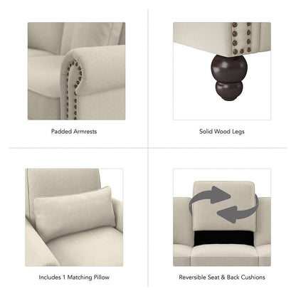 Bush Furniture - Coventry Accent Chair with Arms in Cream Herringbone - CVK36BCRH-03 veiw 7