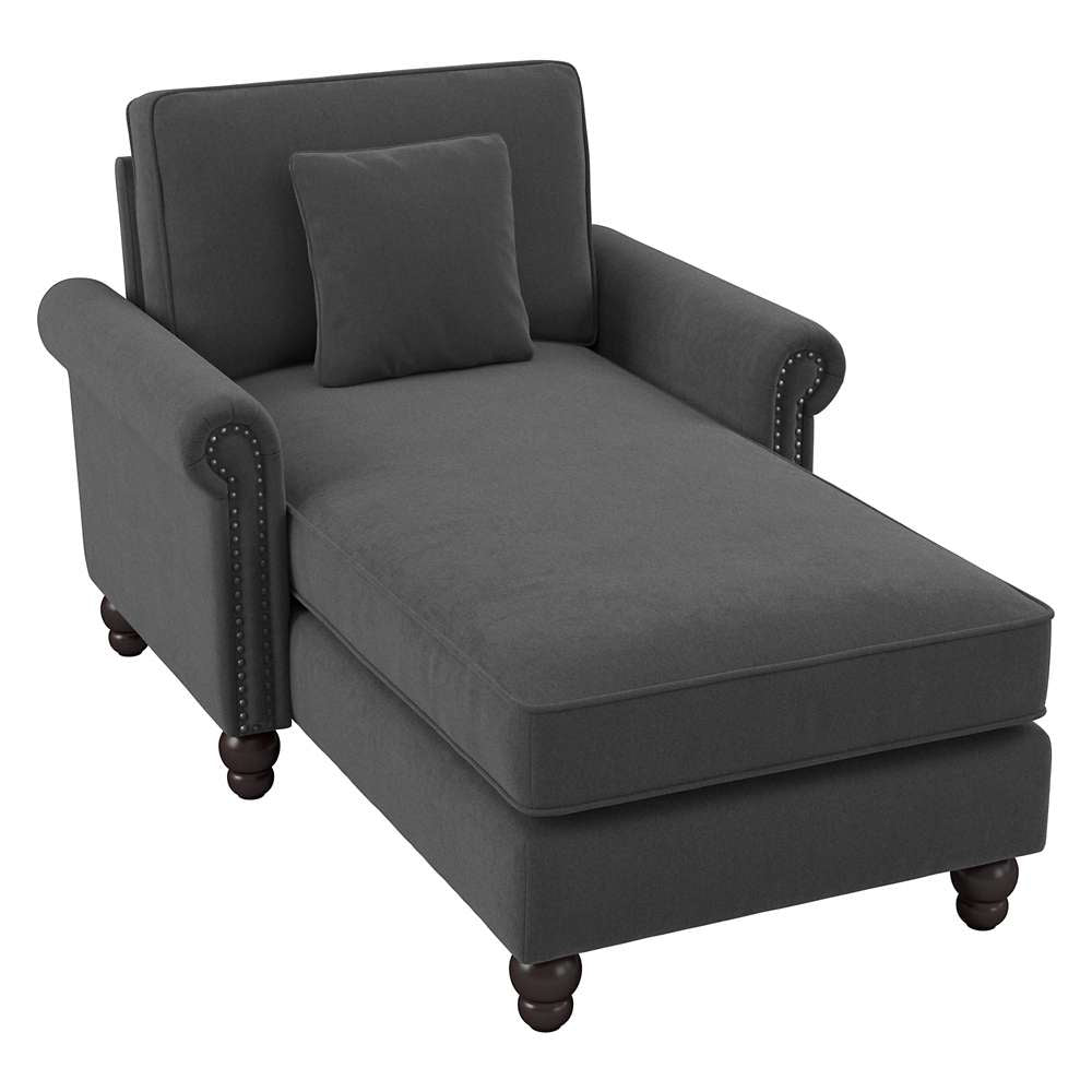 Bush Furniture - Coventry Chaise Lounge with Arms in Charcoal Gray Herringbone - CVM41BCGH-03K veiw 1