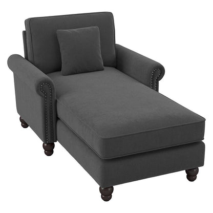 Bush Furniture - Coventry Chaise Lounge with Arms in Charcoal Gray Herringbone - CVM41BCGH-03K veiw 1
