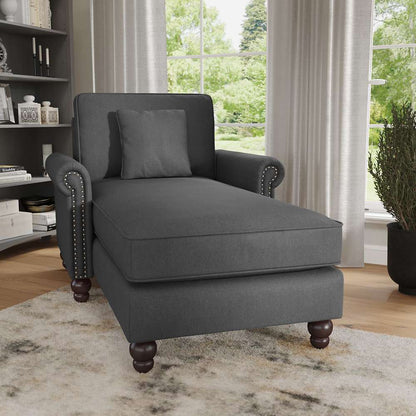 Bush Furniture - Coventry Chaise Lounge with Arms in Charcoal Gray Herringbone - CVM41BCGH-03K veiw 2