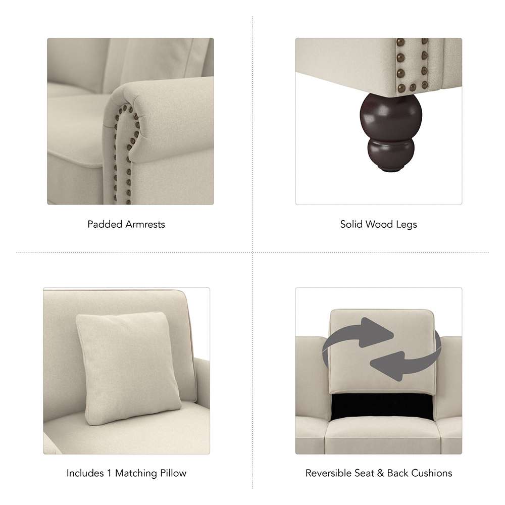 Bush Furniture - Coventry Chaise Lounge with Arms in Cream Herringbone - CVM41BCRH-03K veiw 7